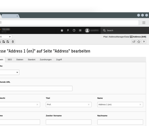 Address Manager basic settings Detailed view of the basic settings