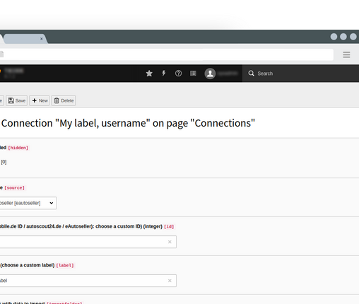 TYPO3 eAutoseller connection settings TYPO3 eAutoseller extension edit connection