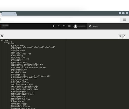 Slick Modal settings