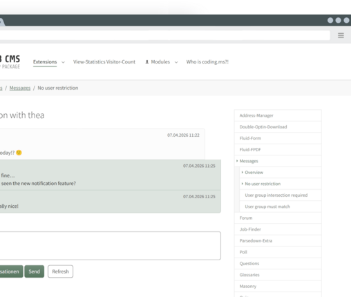 Simple comversations between your frontend-users.