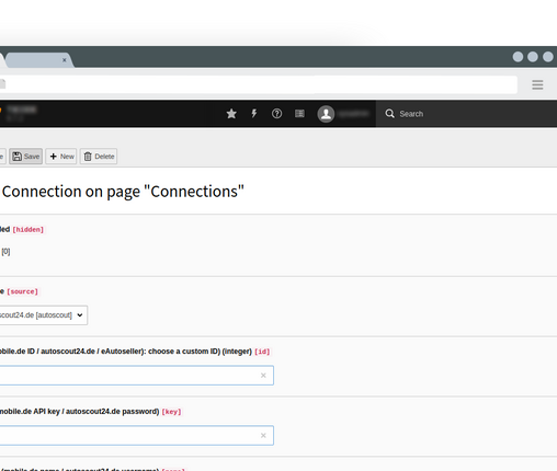 Verbindung zum Bearbeiten der TYPO3 Autoscout-Erweiterung