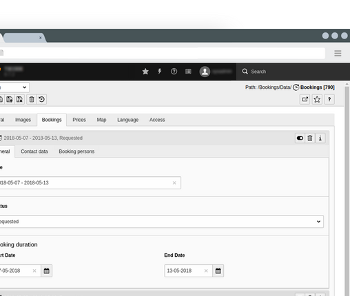 Bookings object general settings
