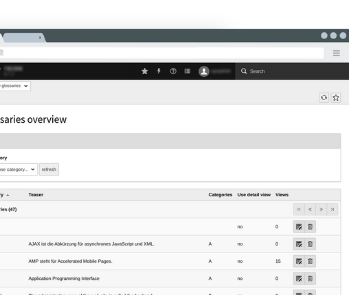 The overview shows all entries