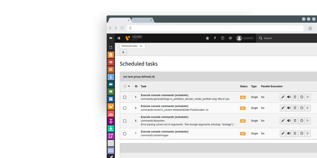 TYPO3 Commands Extension Screenshot of Commands Scheduler