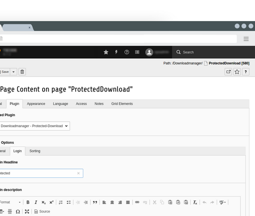 Downloadmanager plugin login settings