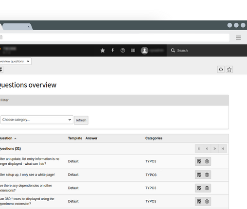 TYPO3 Questions overview