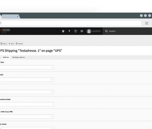 UPS/API adress settings TYPO3 Extension UPS API