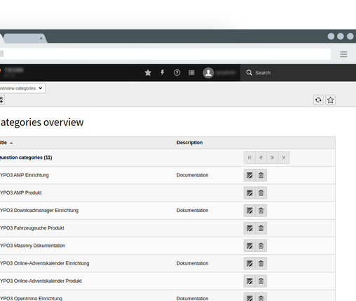 TYPO3 Questions category overview