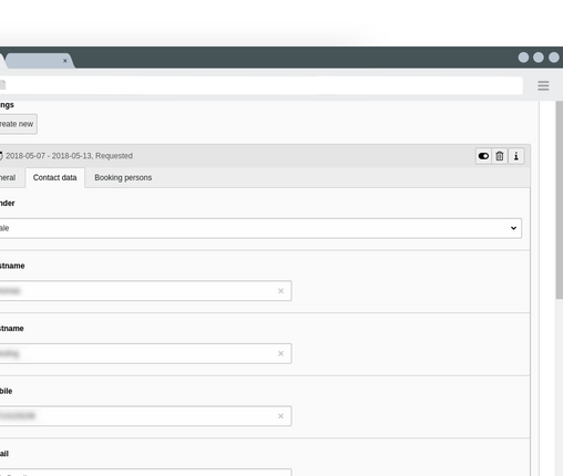 Edit booking contact data