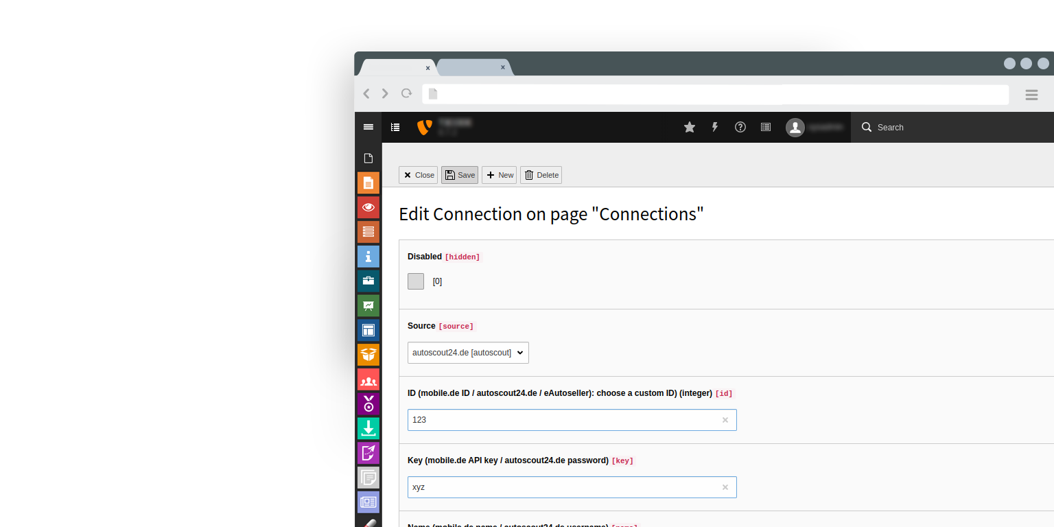 TYPO3 Autoscout extension edit connection 