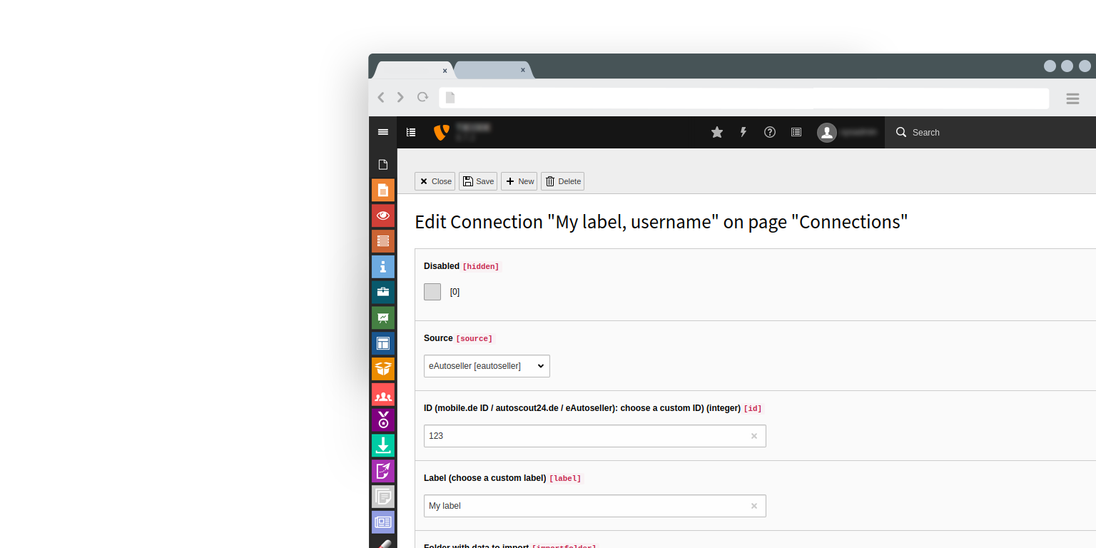 TYPO3 eAutoseller extension edit connection 