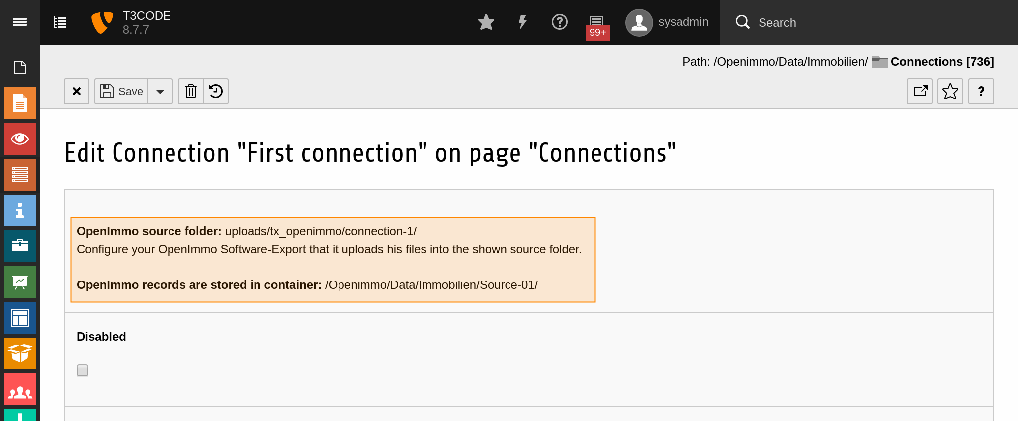 OpenImmo Connection-Informationen
