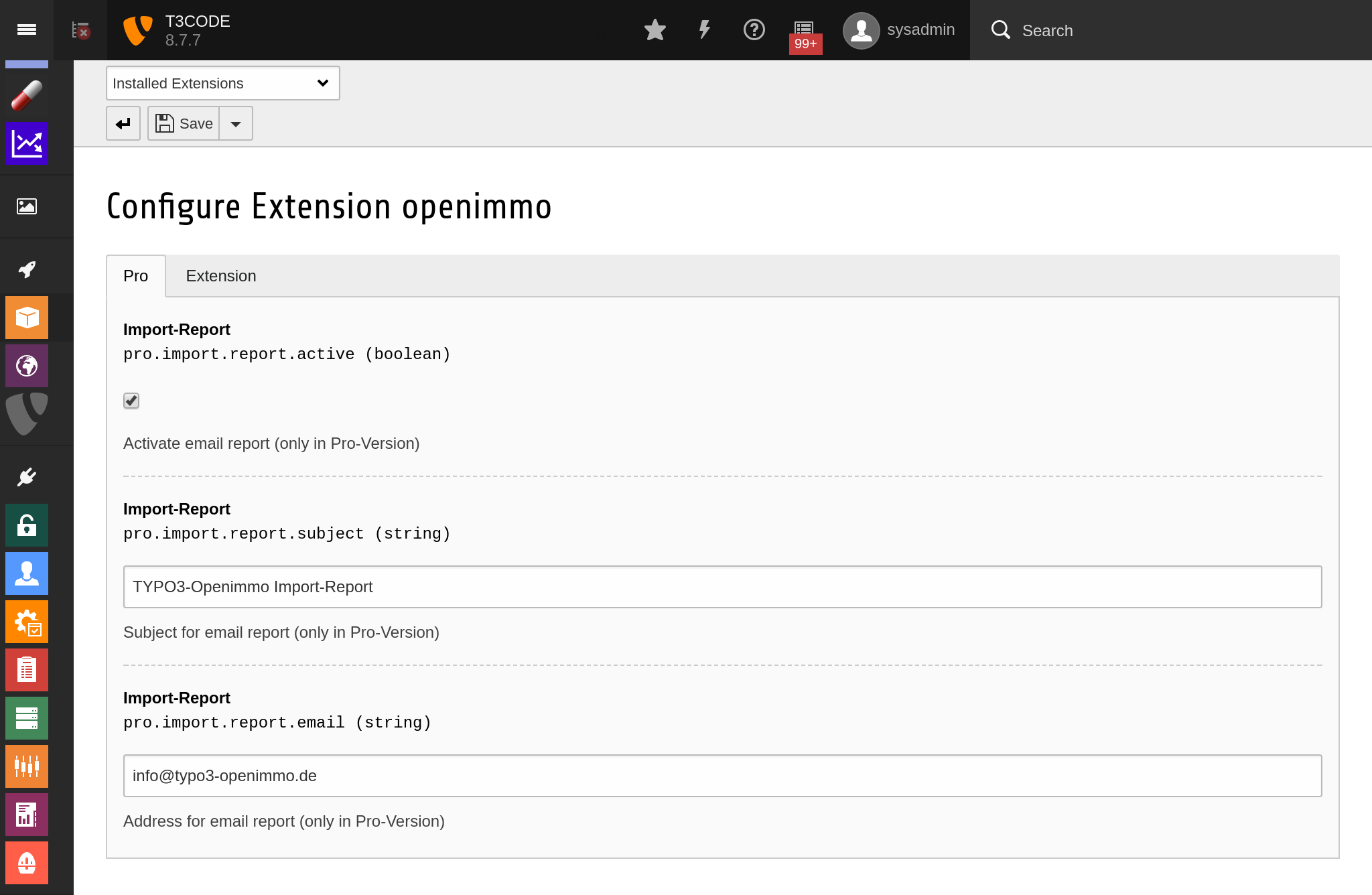 PRO-Einstellungen der OpenImmo-Erweiterung