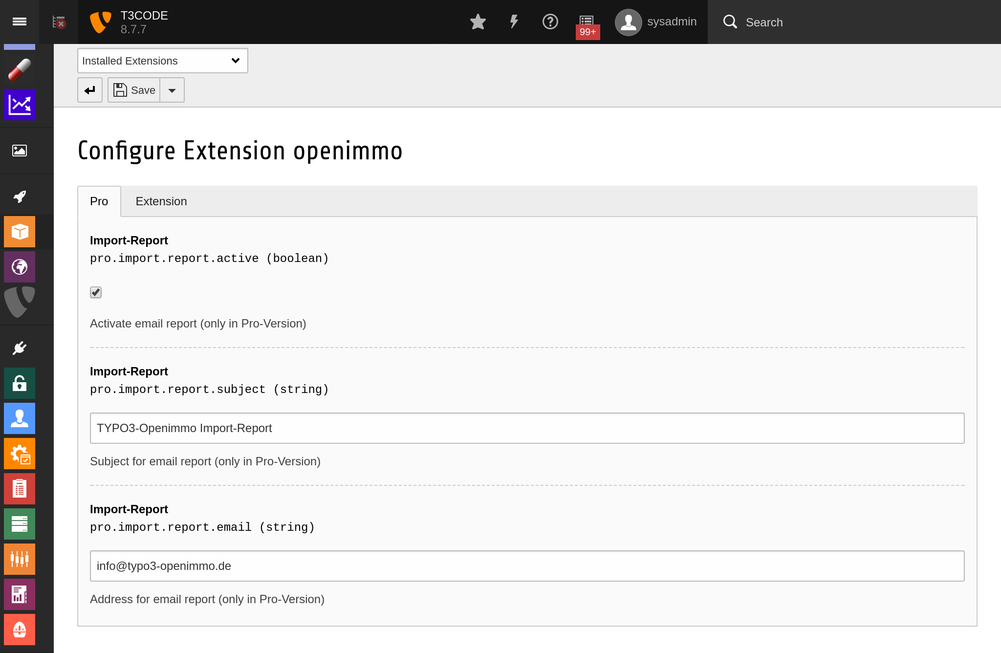 PRO settings for OpenImmo extension