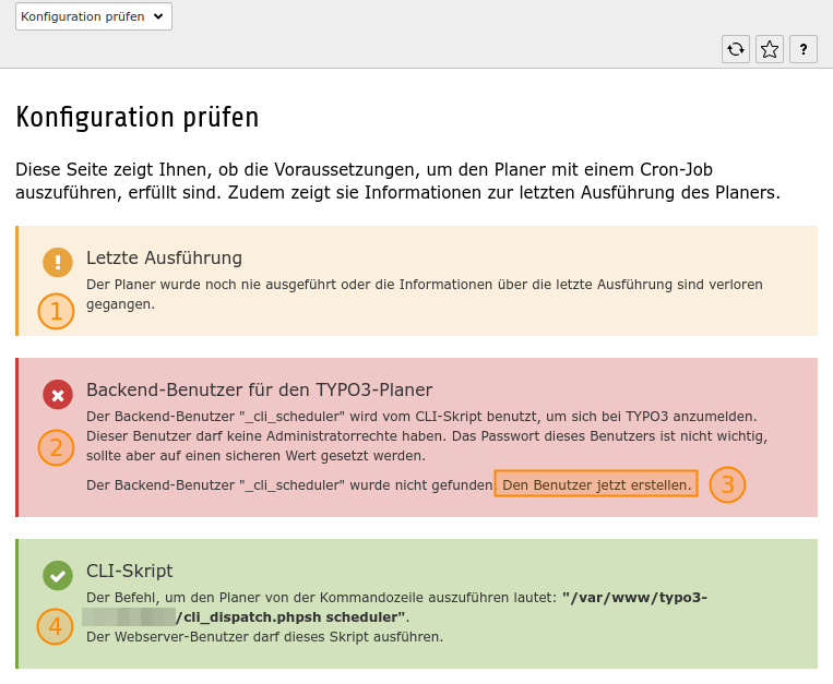 Scheduler Konfiguration prüfen