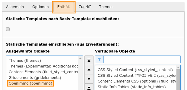 Select static template in Typoscript root template