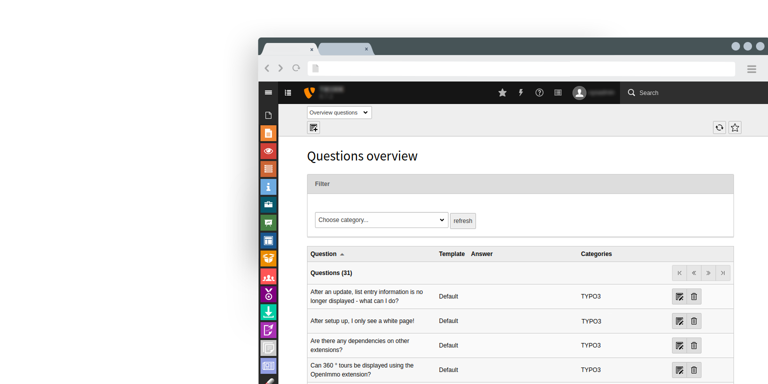 TYPO3 Questions overview