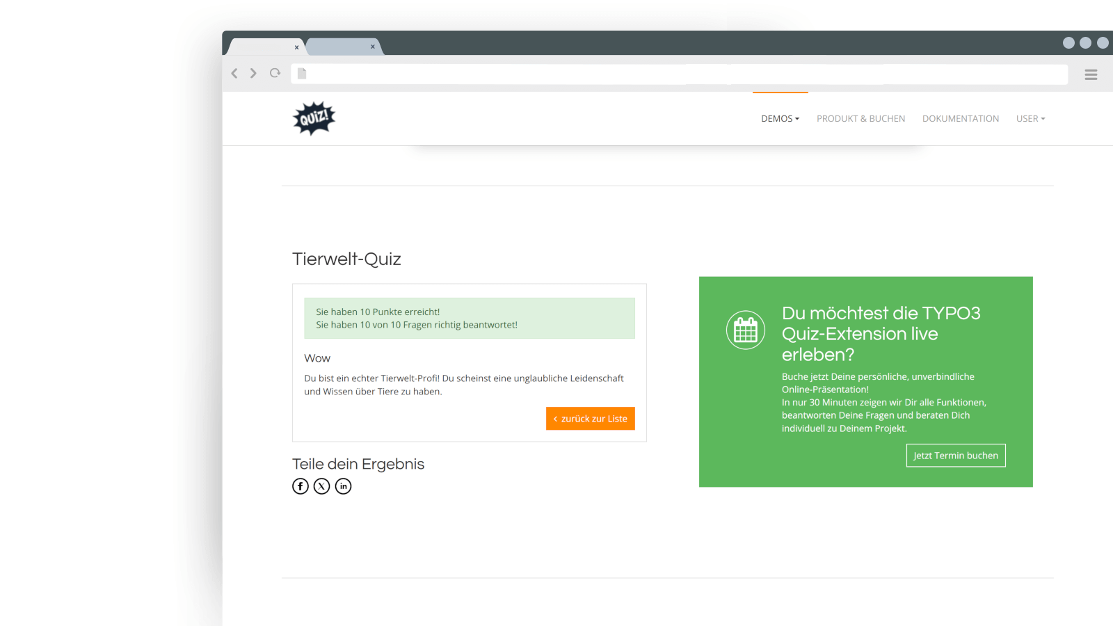 Quiz result