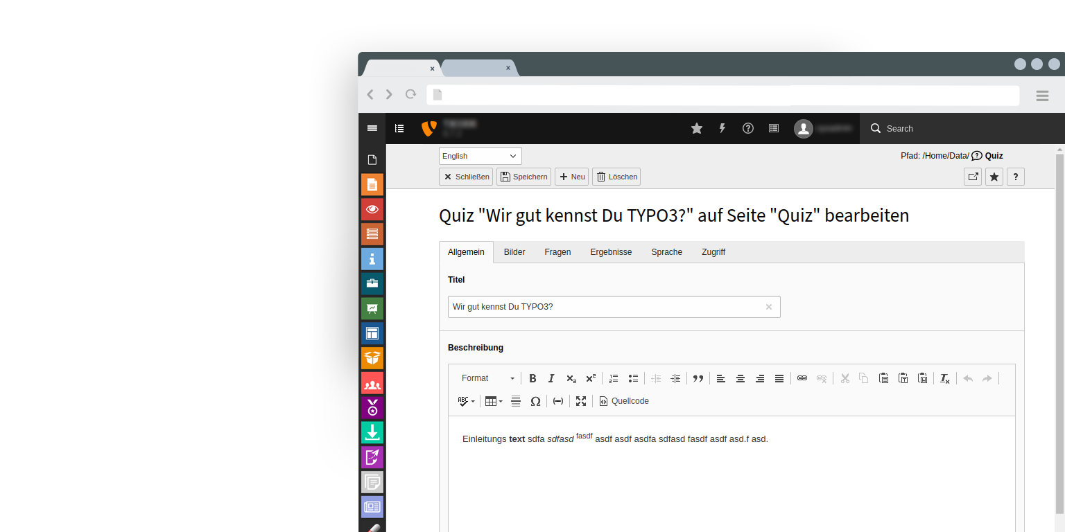 TYPO3 Quiz extension general settings