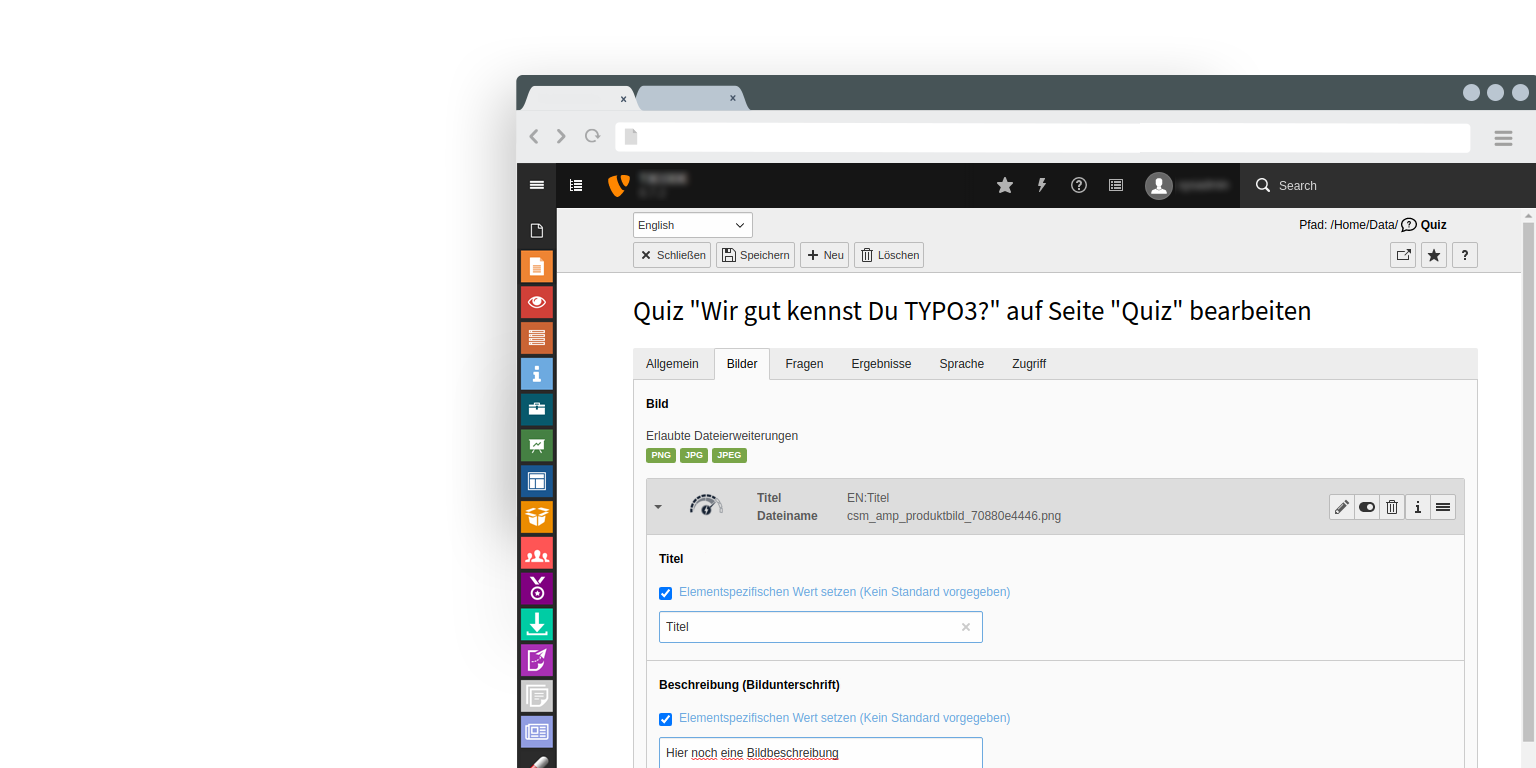 TYPO3 Quiz extension picture settings