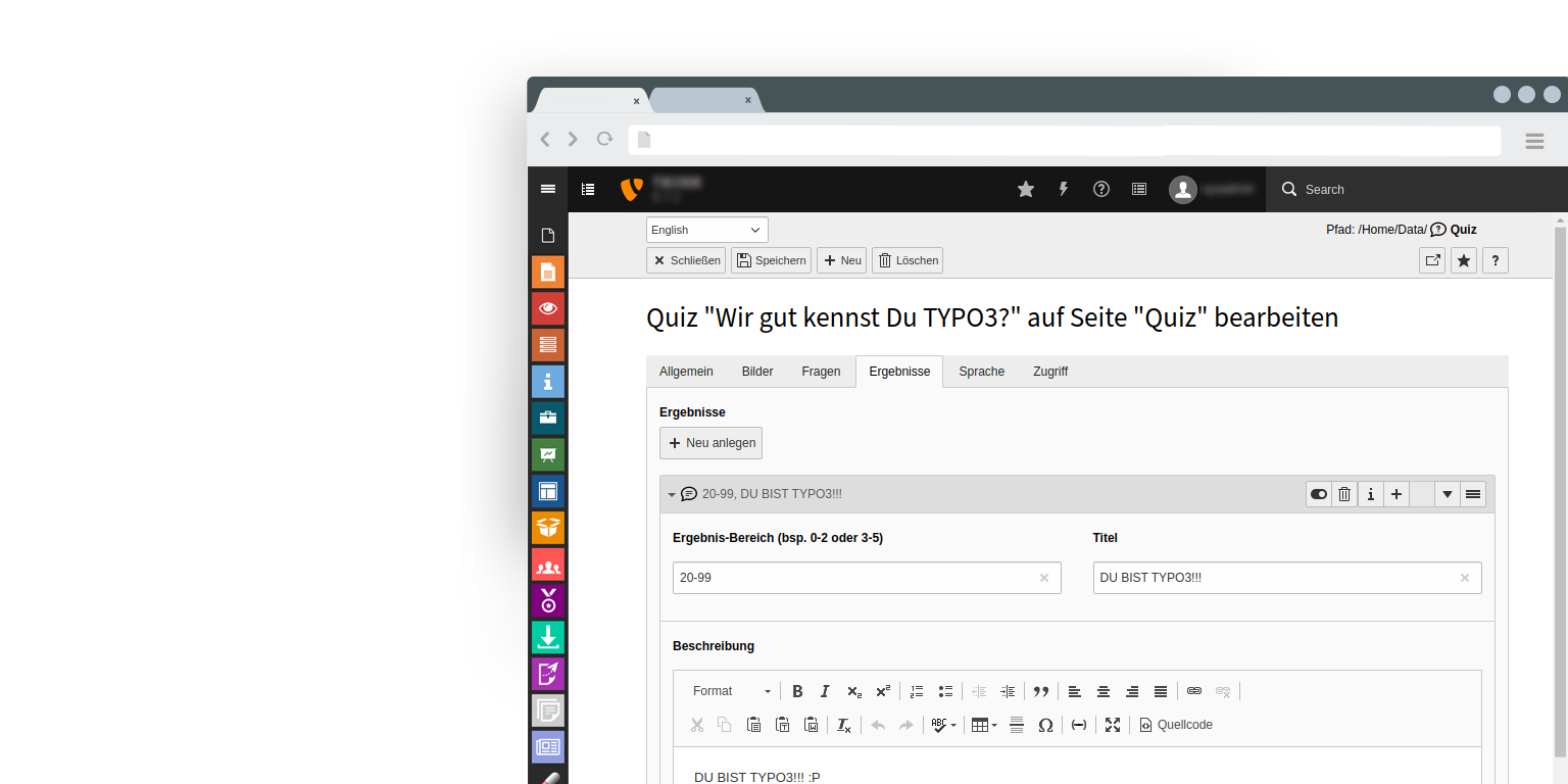 TYPO3 Quiz extension results